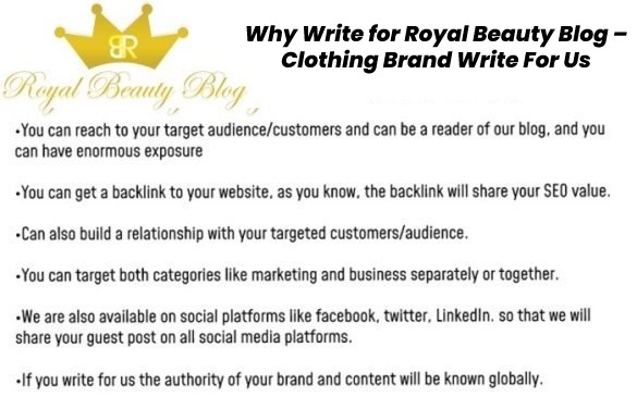 Why Write for Royal Beauty Blog – Clothing Brand Write For Us